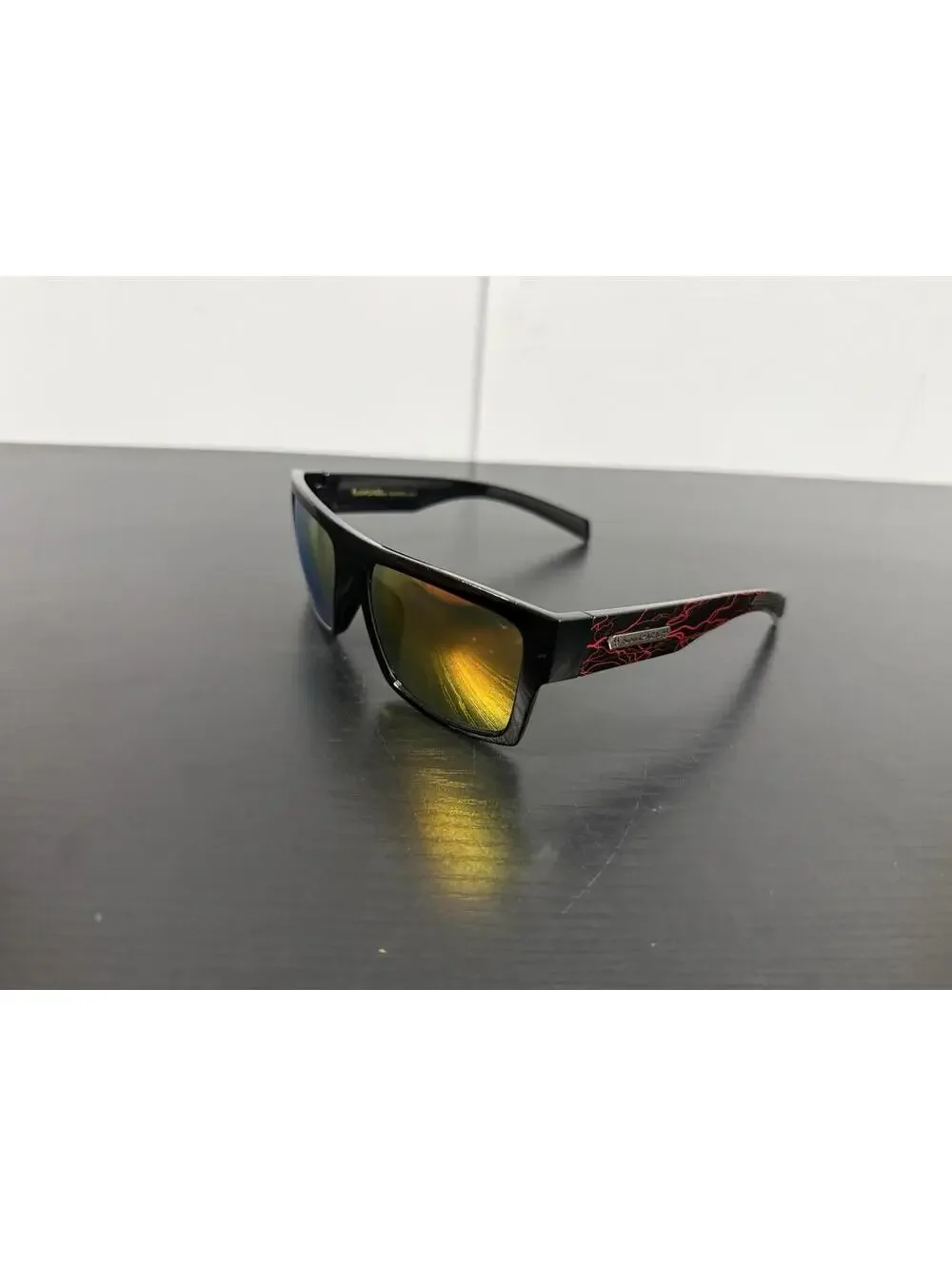 Vintage Biohazard Wrap Sunglasses Red Lightning Black Y2K BMX Skater